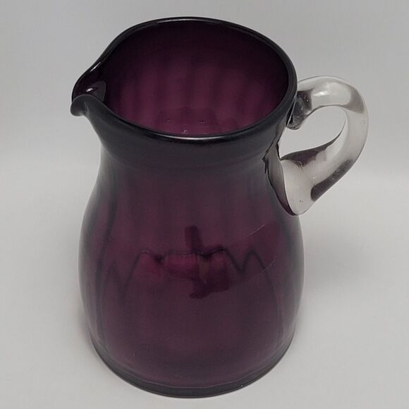 Amethyst Glass Pitcher Purple Lemonade Water JugWith Clear Handle - Picture 8 of 15